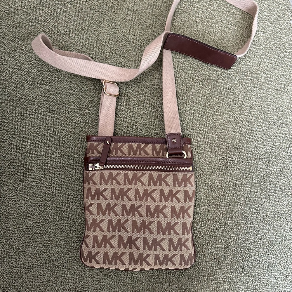 Michael Kors MK logo brown crossbody purse